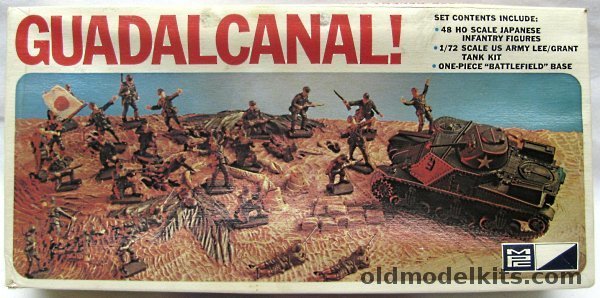 MPC 1/72 Guadalcanal!  Diorama - US Army Lee/Grant Tank / 48 Soldiers / Battlefield Display Base, 2-8009-200 plastic model kit